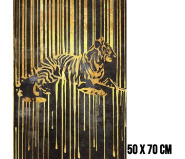 Allernieuwste.nl Canvas Schilderij Gouden Tijger – 50 x 70 cm