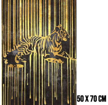 Allernieuwste.nl Canvas Schilderij Gouden Tijger – 50 x 70 cm