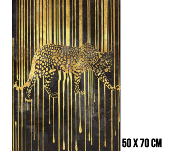 Allernieuwste.nl Canvas Schilderij Gouden Luipaard – 50 x 70 cm
