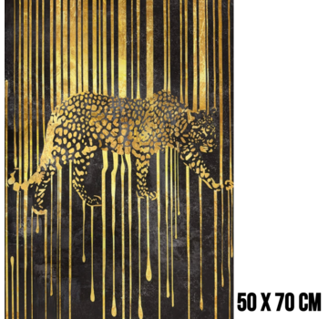 Allernieuwste.nl Canvas Schilderij Gouden Luipaard – 50 x 70 cm