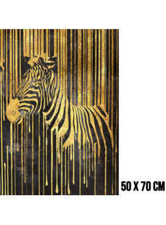 Allernieuwste.nl Canvas Schilderij Gouden Zebra – 50 x 70 cm