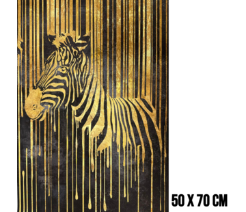 Allernieuwste.nl Canvas Schilderij Gouden Zebra – 50 x 70 cm
