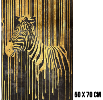 Allernieuwste.nl Canvas Schilderij Gouden Zebra – 50 x 70 cm
