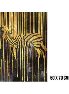 Allernieuwste.nl Canvas Schilderij Gouden Zebra 2– 50 x 70 cm