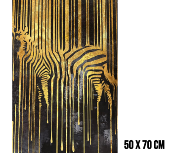 Allernieuwste.nl Canvas Schilderij Gouden Zebra 2– 50 x 70 cm
