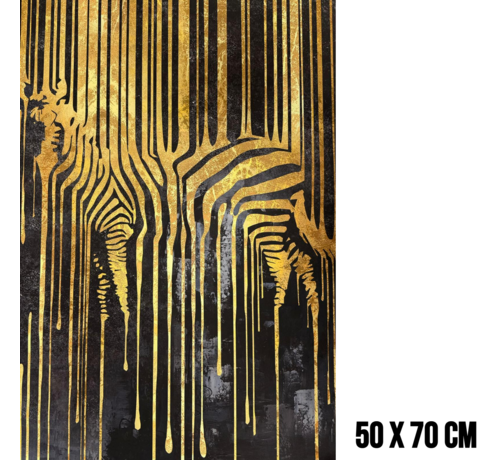 Allernieuwste.nl Allernieuwste.nl® Canvas Schilderij Gouden Zebra 2 – 50 x 70 cm – Luxe Zwart Goud - Dieren Muurdecoratie – Wanddecoratie - Poster