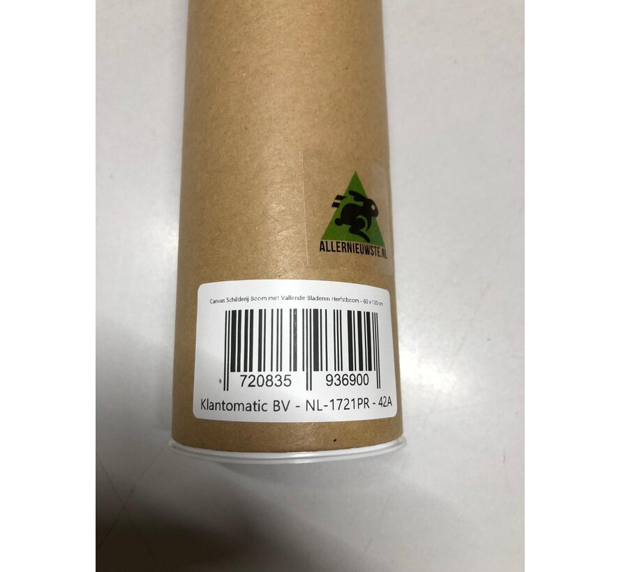 Allernieuwste.nl® Canvas Schilderij Boom met Vallende Bladeren Herfstboom - 60 x 120 cm – Natuur -Muurdecoratie – Wanddecoratie – Poster