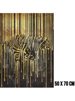 Allernieuwste.nl Canvas Schilderij Gouden Tijger 2 – 50 x 70 cm