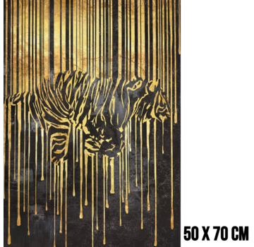 Allernieuwste.nl Canvas Schilderij Gouden Tijger 2 – 50 x 70 cm