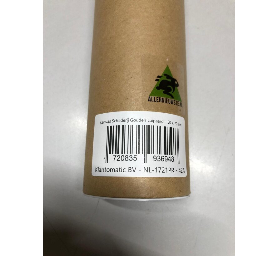 Allernieuwste.nl® Canvas Schilderij Gouden Luipaard – 50 x 70 cm – Luxe Zwart Goud - Dieren Muurdecoratie – Wanddecoratie - Poster