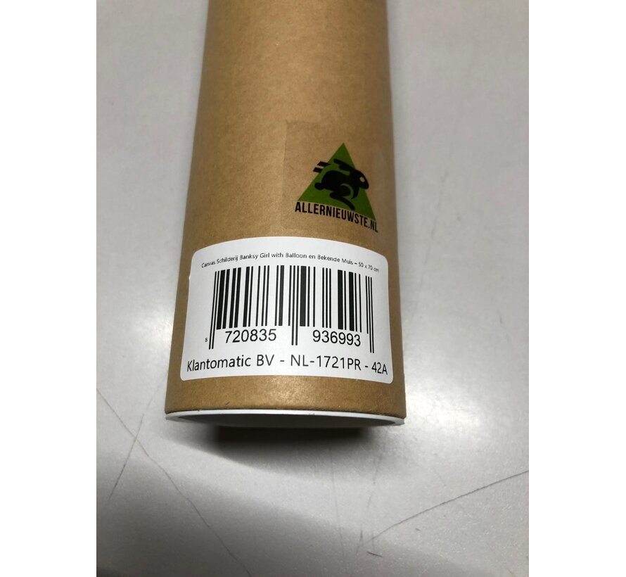 Allernieuwste.nl® Canvas Schilderij Banksy Girl with Balloon en Bekende Muis – 50 x 70 cm – Urban Graffiti Muurdecoratie - Street Art – Wanddecoratie – Poster
