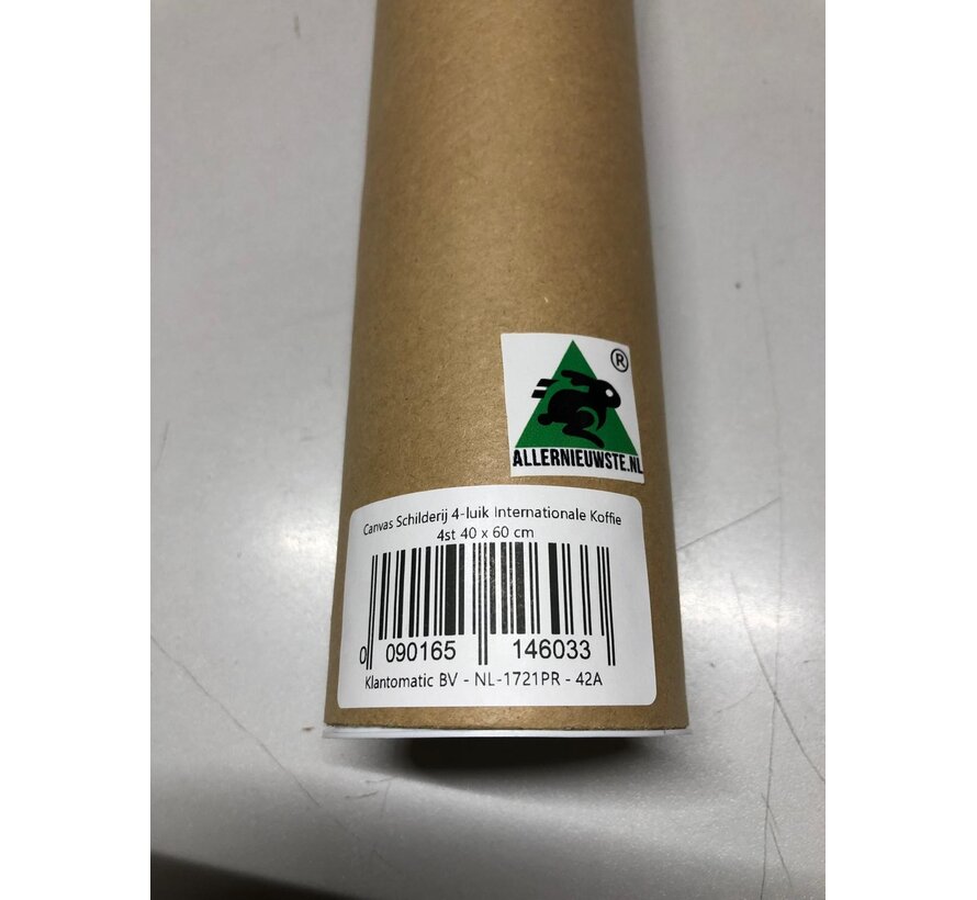 SET van 4 st. Canvas * Internationale Koffie - Café * - Kunst aan je Muur - Kleur - SET 4x 40 x 60 cm