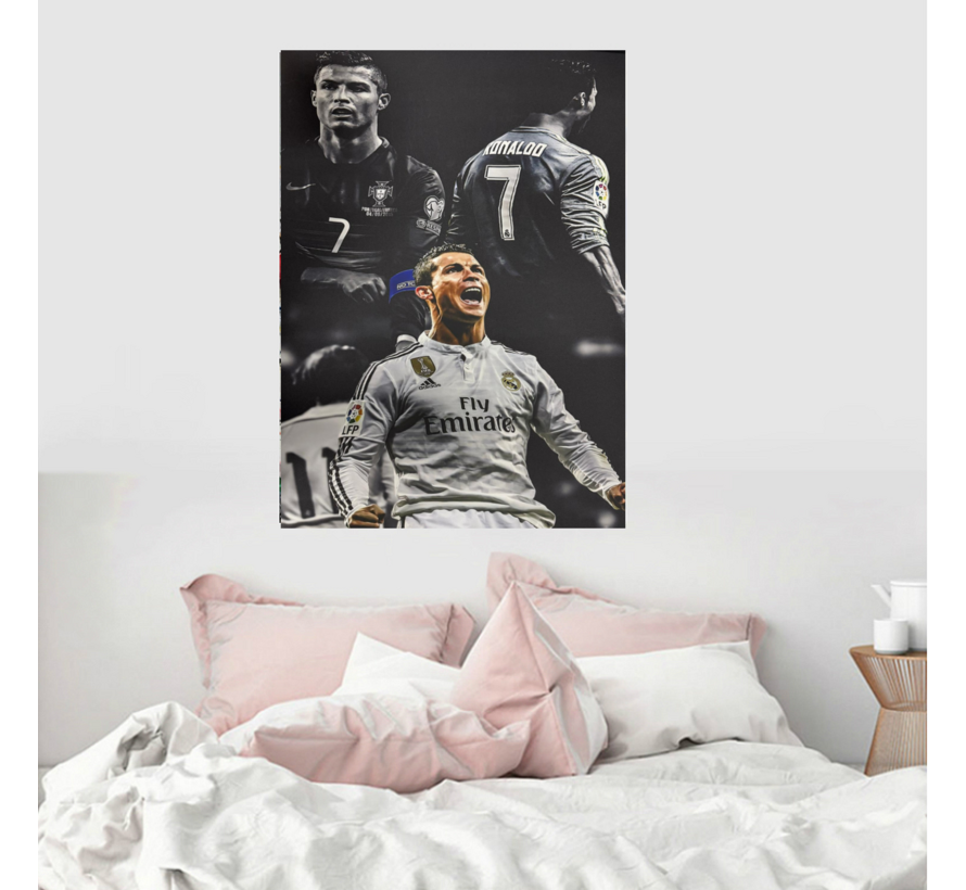 Allernieuwste.nl® Canvas Schilderij Voetbalster Ronaldo - Soccer - Poster - 50 x 70 cm – Kleur