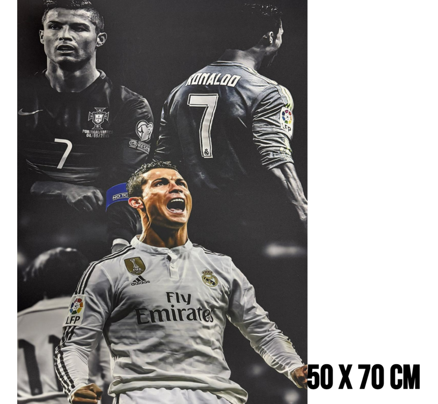 Allernieuwste.nl® Canvas Schilderij Voetbalster Ronaldo - Soccer - Poster - 50 x 70 cm – Kleur