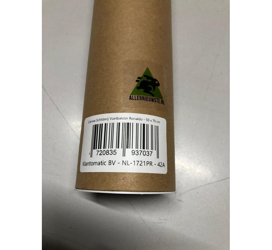 Allernieuwste.nl® Canvas Schilderij Voetbalster Ronaldo - Soccer - Poster - 50 x 70 cm – Kleur