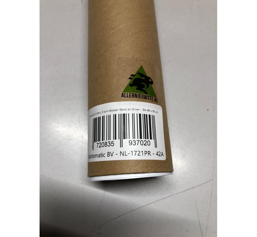 Allernieuwste.nl® Canvas Schilderij 3-Luik Koppel Goud en Zilver 3x 40x50 cm – Romantische Muurdecoratie – Wanddecoratie – Metal Love