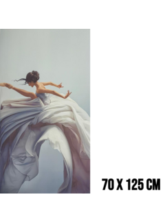 Allernieuwste.nl Canvas Schilderij Ballerina Sprong met Zwierende Jurk – 70 x 125 cm