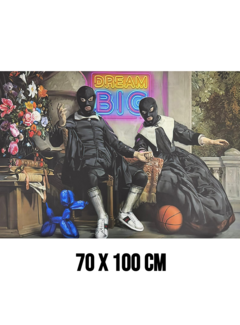 Allernieuwste.nl Canvas Schilderij Street Art Koppel met Neon Tekst ''Dream Big'' – 70 x 100 cm