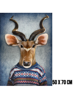 Allernieuwste.nl Canvas Schilderij Antilope Impala in Trui – 50 x 70 cm