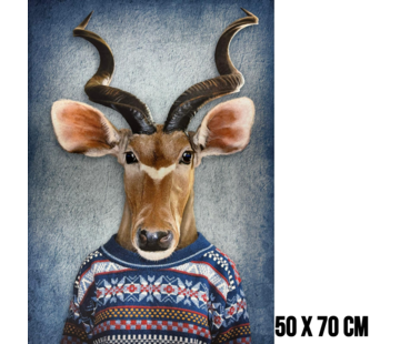 Allernieuwste.nl Canvas Schilderij Antilope Impala in Trui – 50 x 70 cm
