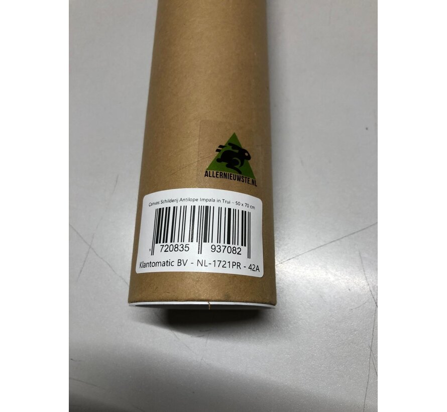 Allernieuwste.nl® Canvas Schilderij Antilope Impala in Trui – 50 x 70 cm – Grappig Dierenportret -Muurdecoratie – Wanddecoratie