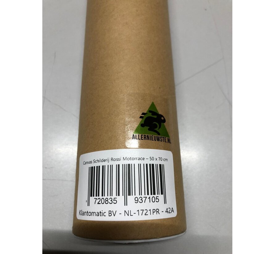 Allernieuwste.nl® Canvas Schilderij Rossi Motorrace – 50 x 70 cm – Motorsport Wanddecoratie - Muurdecoratie