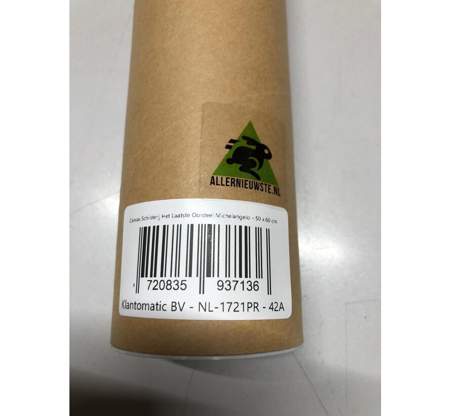 Allernieuwste.nl® Canvas Schilderij Het Laatste Oordeel Michelangelo – 50 x 60 cm – Klassieke Kunst Muurdecoratie – Muurdecoratie