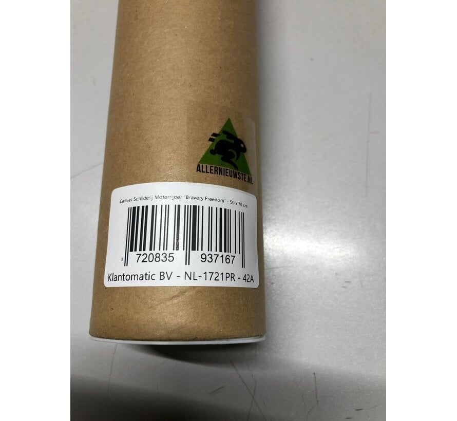 Allernieuwste.nl® Canvas Schilderij Motorrijder “Bravery Freedom” - 50 x 70 cm – Stoere Motor Muurdecoratie - Wanddecoratie