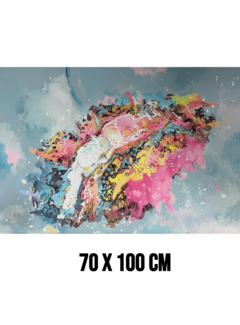 Allernieuwste.nl Canvas Schilderij Abstract Kleurexplosie – 70 x 100 cm