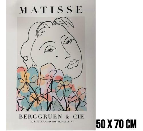 Allernieuwste.nl Allernieuwste.nl® Canvas Schilderij ''Woman with Flowers'' Matisse – 50 x 70 cm – Minimalistische Kunst Poster – Muurdecoratie – Wanddecoratie