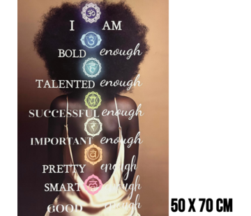 Allernieuwste.nl Canvas Schilderij Vrouw met Chakra’s Canvas – 50 x 70 cm