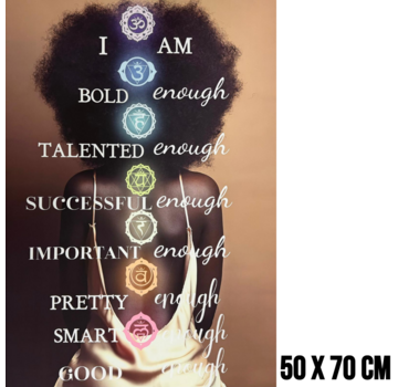 Allernieuwste.nl Canvas Schilderij Vrouw met Chakra’s Canvas – 50 x 70 cm