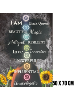 Allernieuwste.nl Canvas Schilderij Black Queen met Chakra’s – 50 x 70 cm
