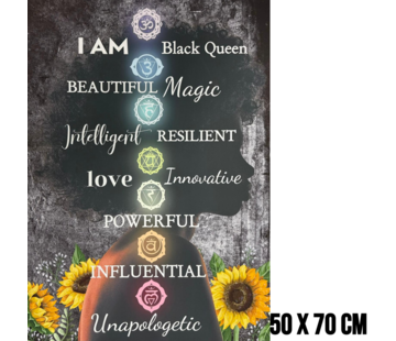 Allernieuwste.nl Canvas Schilderij Black Queen met Chakra’s – 50 x 70 cm