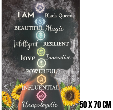 Allernieuwste.nl Canvas Schilderij Black Queen met Chakra’s – 50 x 70 cm