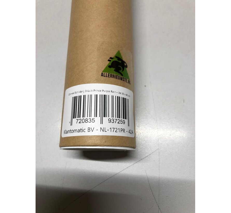 Allernieuwste.nl® Canvas Schilderij 3-Luik Prince Purple Rain – 3st 30 x 40 cm – Muziek Legende Muurdecoratie - Wanddecoratie