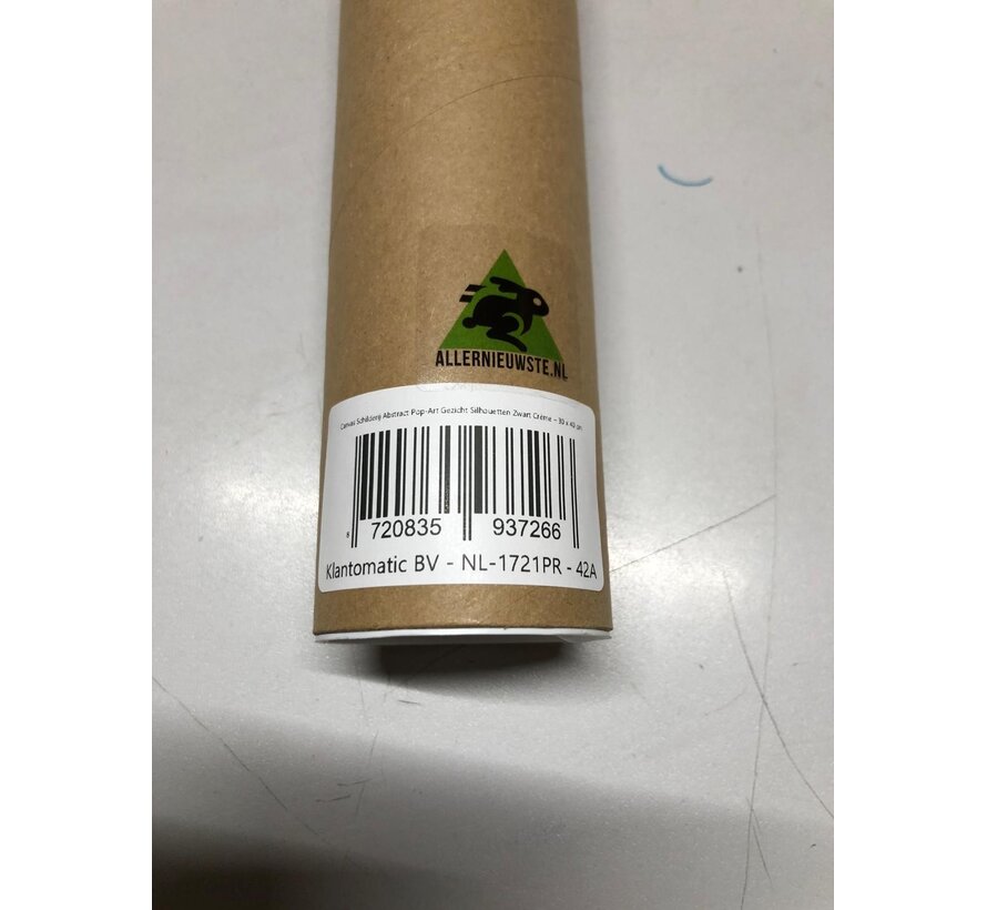 Allernieuwste.nl® Canvas Schilderij Abstract Pop-Art Gezicht Silhouetten Zwart Crème – 30 x 40 cm – Moderne Pop Art Muurdecoratie – Wanddecoratie – Minimalistisch