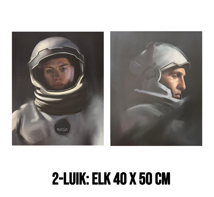 Allernieuwste.nl® Canvas Schilderij 2-Luik Interstellar Cooper & Brand – 2st 40 x 50 cm –Muurdecoratie – Wanddecoratie