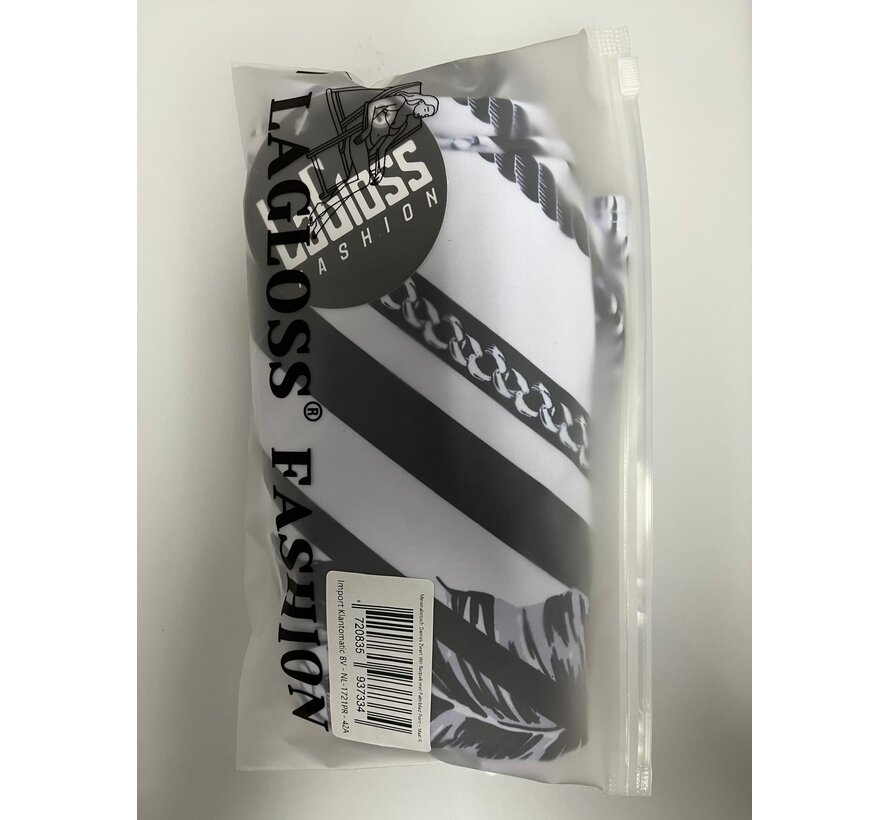 LaGloss® Minimalistisch Dames Zwart Wit Badpak met Palmblad Print - Vierkante Hals Zwart Wit Gestreept - Open Rug – Maat XL