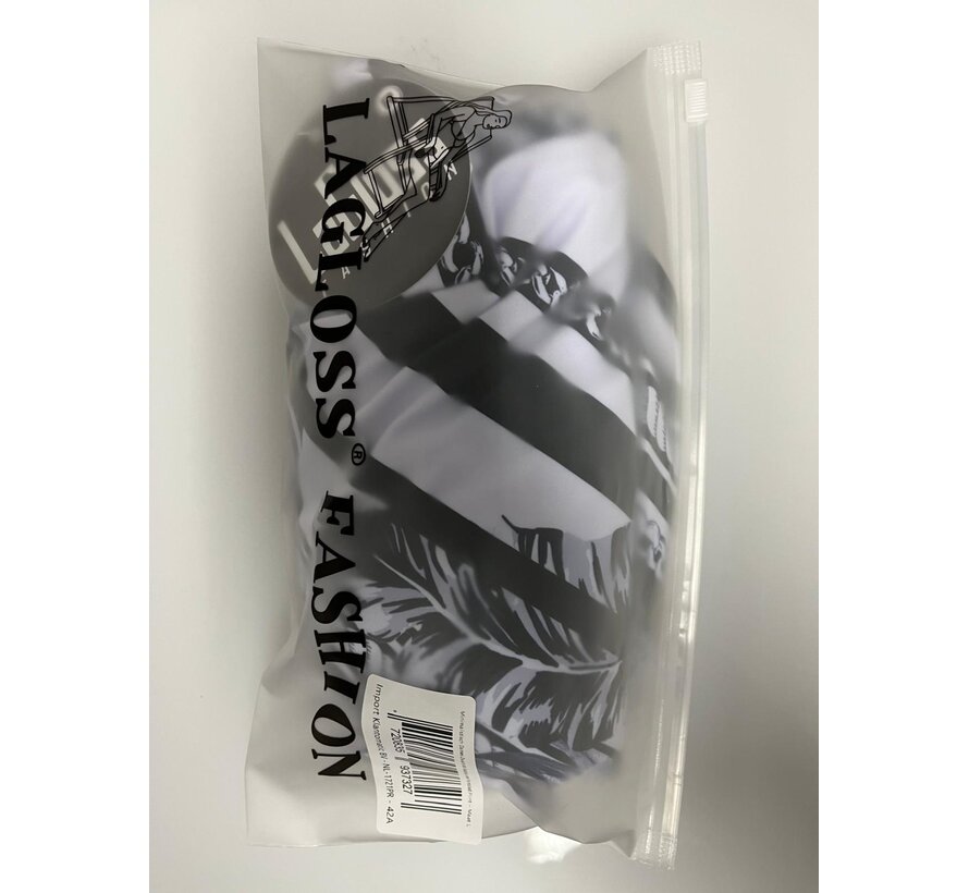 LaGloss® Minimalistisch Dames Zwart Wit Badpak met Palmblad Print - Vierkante Hals Zwart Wit Gestreept - Open Rug – Maat L