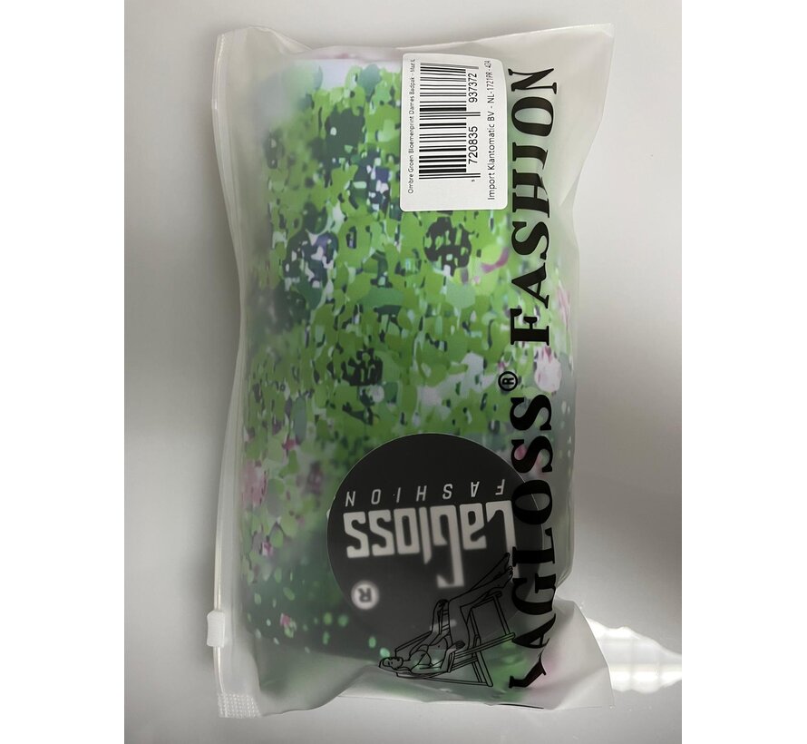 LaGloss® Ombre Groen Bloemenprint Dames Badpak - Vierkante Hals - Open Rug - Zomers – Strandmode – Beach fashion – Maat XL