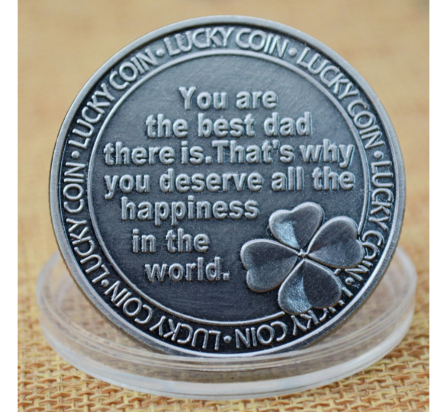 Allernieuwste.nl® Dearest Father Herdenkingsmunt Geluksmunt Verzilverd Cadeau - Liefde voor Vader Pappa Geschenk idee - verzilverd - Ø 40 mm