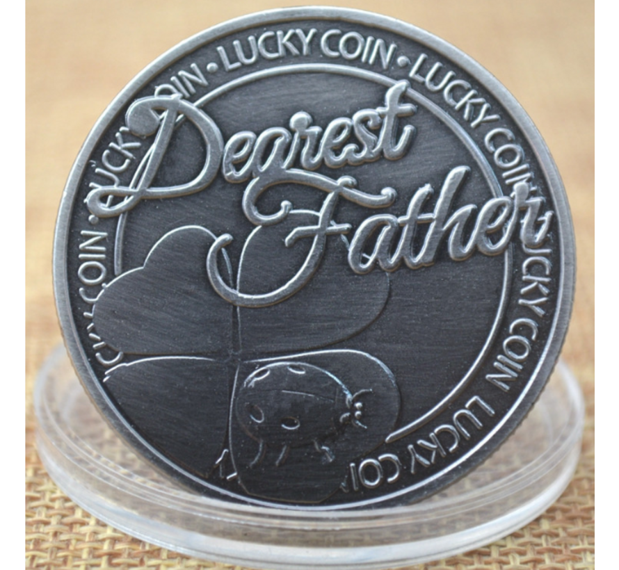 Allernieuwste.nl® Dearest Father Herdenkingsmunt Geluksmunt Verzilverd Cadeau - Liefde voor Vader Pappa Geschenk idee - verzilverd - Ø 40 mm