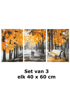 Allernieuwste.nl Canvas Schilderij 3-Luik Herfst Landschap – 3st 40x60 cm