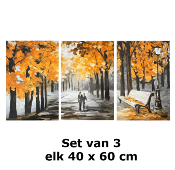 Allernieuwste.nl Canvas Schilderij 3-Luik Herfst Landschap – 3st 40x60 cm