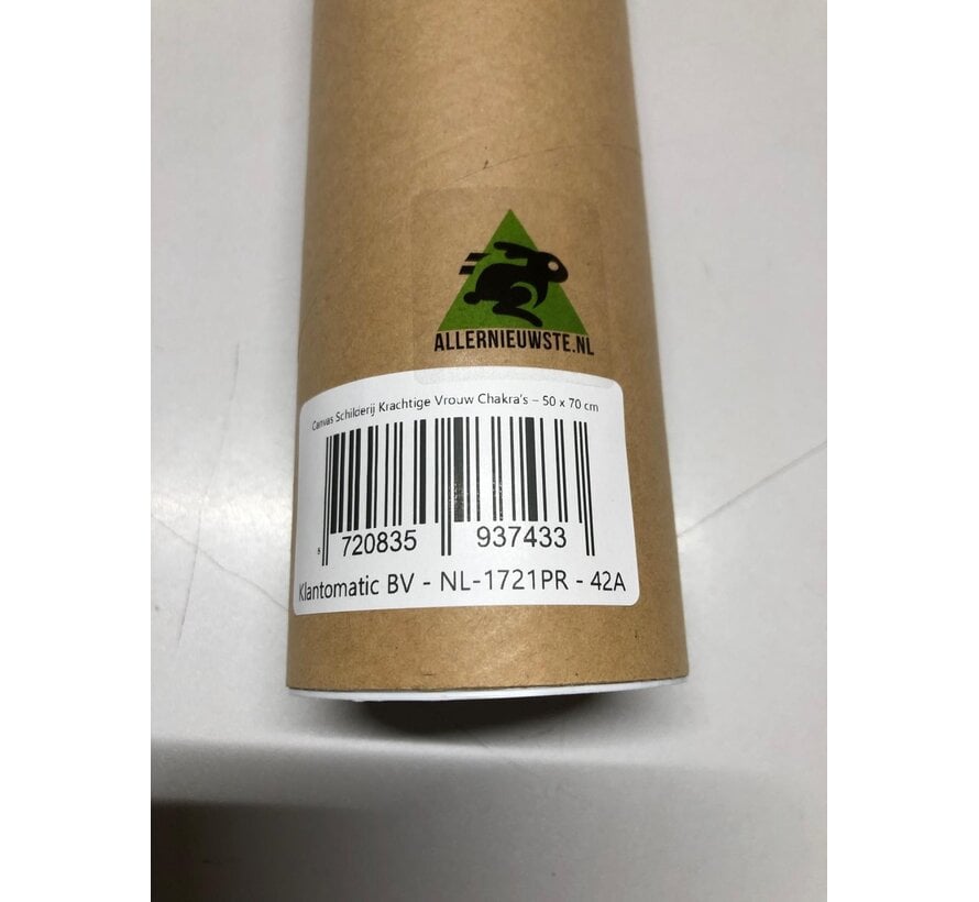 Allernieuwste.nl® Canvas Schilderij Krachtige Vrouw Chakra’s – 50 x 70 cm - Spirituele Wanddecoratie Zwart – Muurdecoratie - Inspirerende Affirmaties voor Zelfwaarde en Persoonlijke Groei