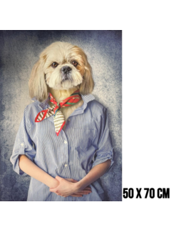 Allernieuwste.nl Canvas Schilderij Mens met Hondenkop – 50 x 70 cm