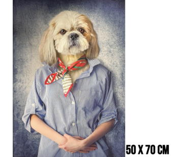 Allernieuwste.nl Canvas Schilderij Mens met Hondenkop – 50 x 70 cm