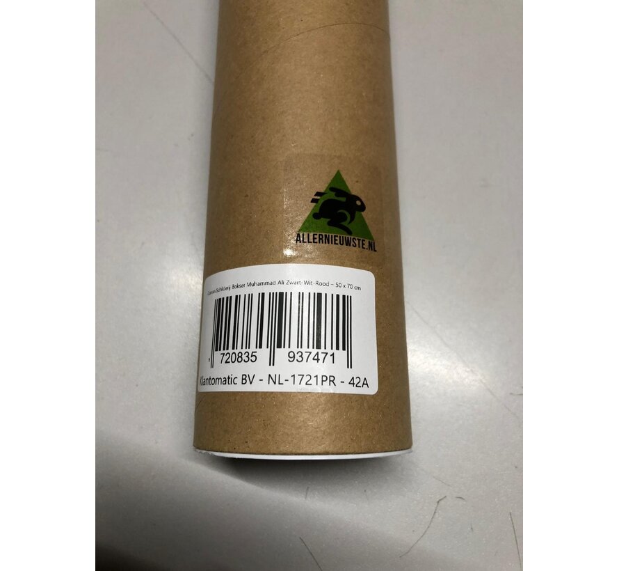 Allernieuwste.nl® Canvas Schilderij Bokser Muhammad Ali Zwart-Wit-Rood – 50 x 70 cm Bokser Portret Sport Wanddecoratie – Muurdecoratie – Wanddecoratie