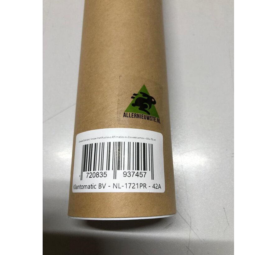 Allernieuwste.nl® Canvas Schilderij Vrouw met Positieve Affirmaties en Zonnebloemen – 50 x 70 cm – Wanddecoratie – Muurdecoratie